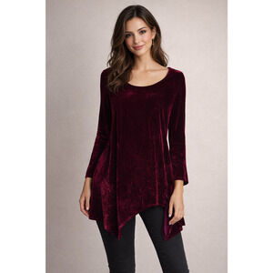 Bryn Walker Velvet Tunic Size Medium Silk Blend Size Medium Asymmetrical Hem
